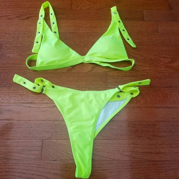 Other - NWOT 2 Piece Neon Yellow Bikini Set